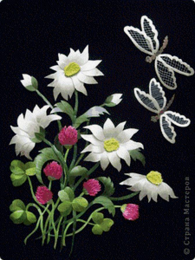 Цветы с бабочками - натюрморт, бабочки, цветы - предпросмотр