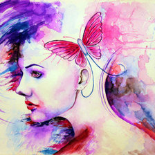 Оригинал схемы вышивки «девушка с бабочкой» (№601570)