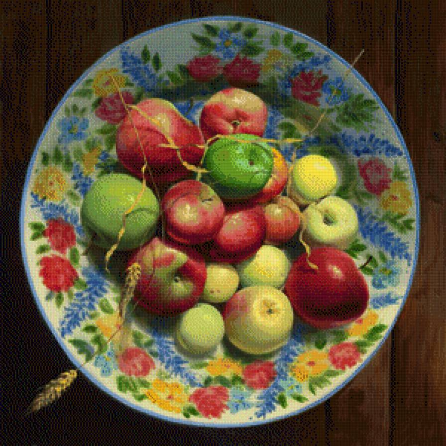 Тарелка с яблоками - живопись, алексей антонов, натюрморт, яблоки - предпросмотр