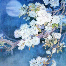 Оригинал схемы вышивки «белые цветы в цвете луны» (№602745)