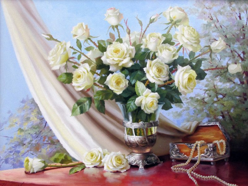 белые розы - цветы, розы - оригинал
