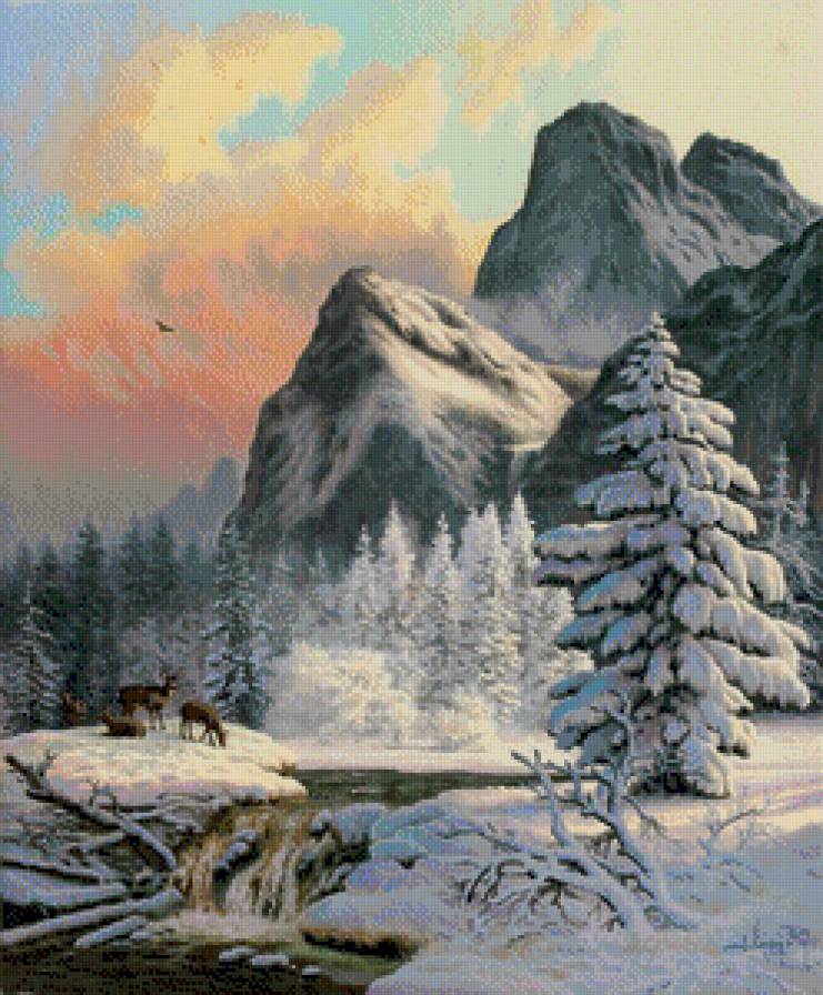 зима в горах - картина - предпросмотр