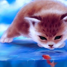 Котик с рыбкой