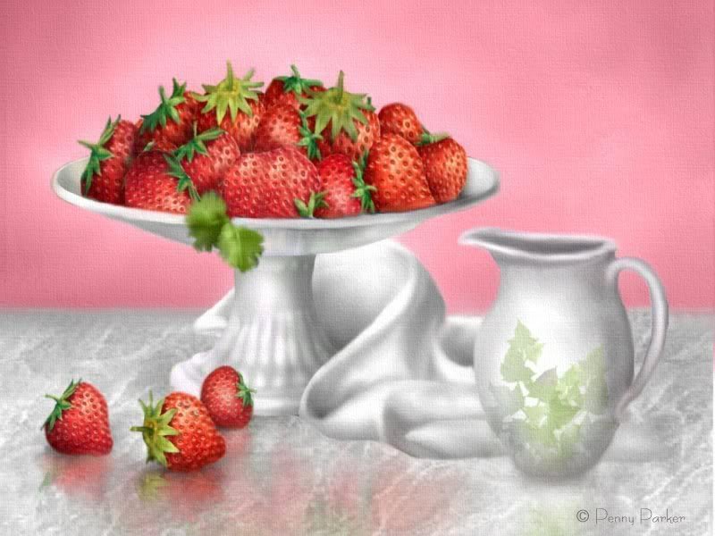 клубника со сливками - натюрморт, ягоды, клубника - оригинал