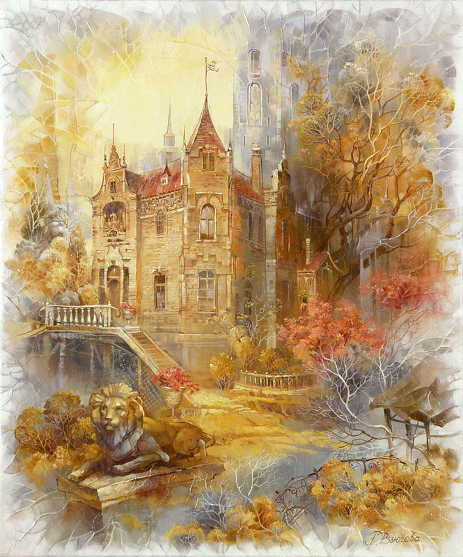 старый замок - картина акварель - оригинал