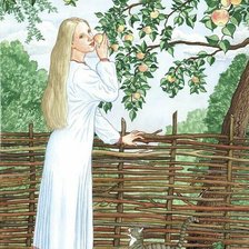 Оригинал схемы вышивки «Женщина с яблоками .Николай Фомин» (№604599)