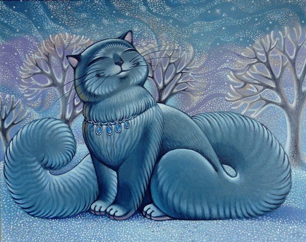Зимний кот - сказка, кошка, кот, животные - оригинал