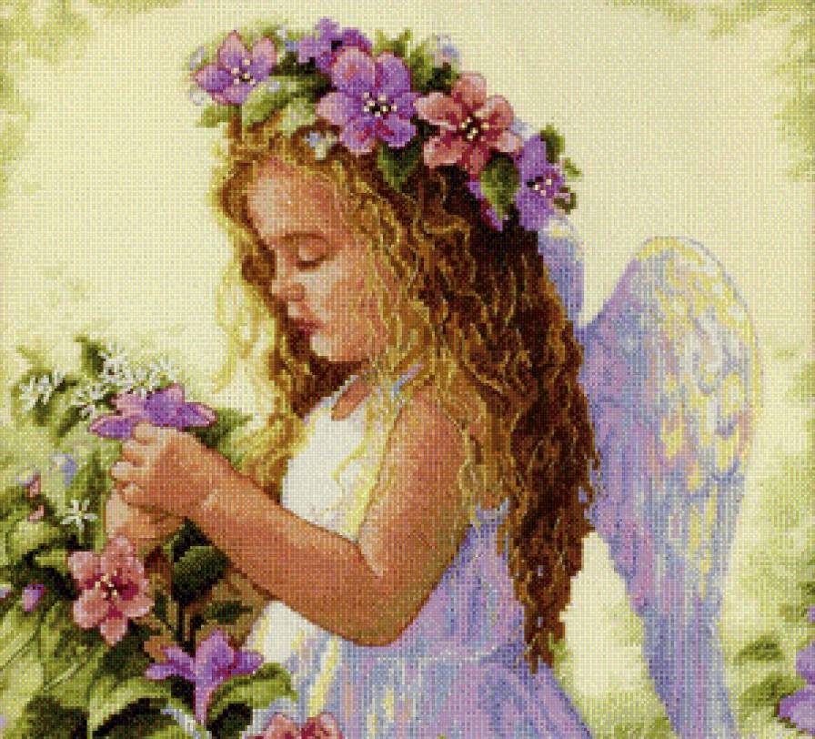 цветочный ангел - ангел, цветы, девочка - предпросмотр