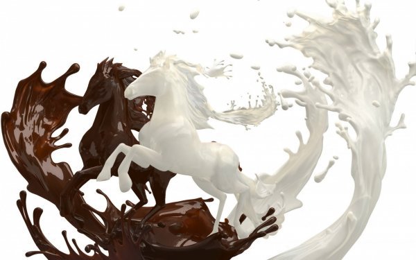 Молочная и шоколадная лошадки - лошади, животные - оригинал
