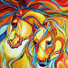 Оригинал схемы вышивки «Радужные кони» (№607780)