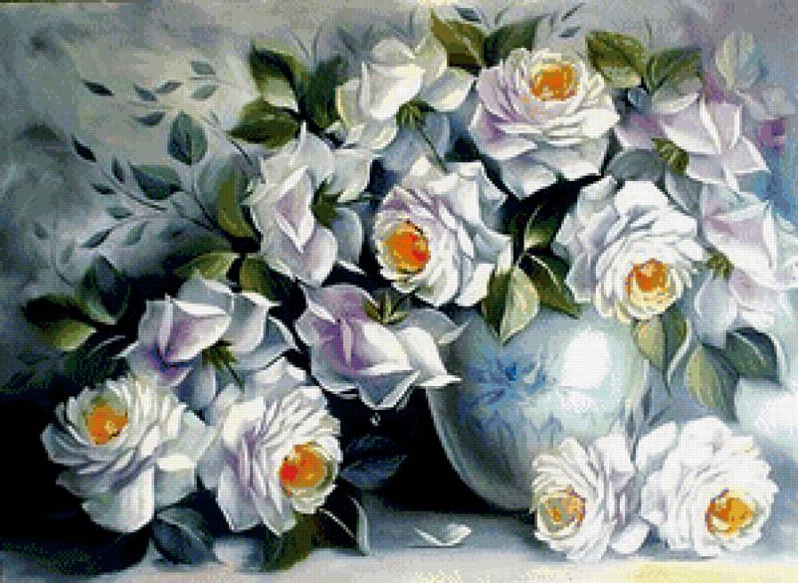 белые розы - розы, цветы, букет - предпросмотр