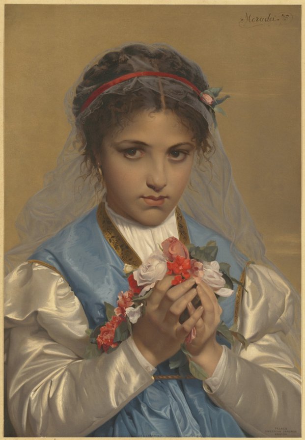Девочка с цветами - портрет, живопись, дети - оригинал