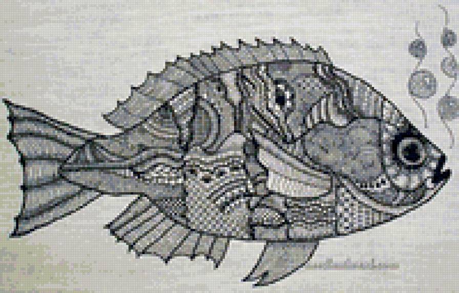 Рыба моя)) - рыба монохром - предпросмотр