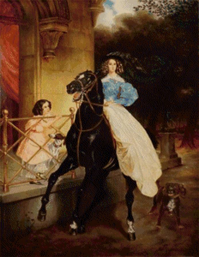 Всадница - искусство, портрет, картина, лошадь, всадница - предпросмотр