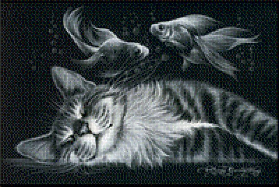 серия "Кошки" 5 - природа. животные. кошка. рыбки - предпросмотр