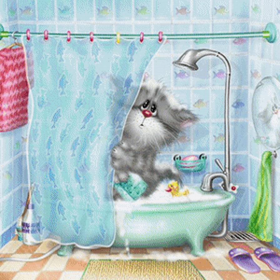 котик в ванной - котик, ванна, дети, сказка, купание, детские, котята, кот - предпросмотр