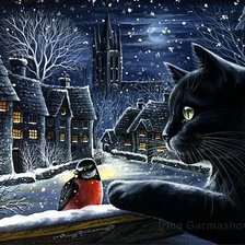кот и снегирь