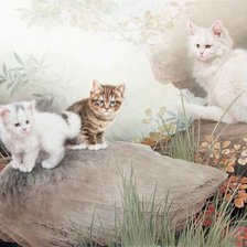 Оригинал схемы вышивки «кошка с котятками» (№614699)