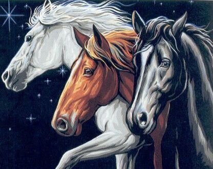 три масти - домашние животные, тройка, конь, кони, лошадь, лошади - оригинал