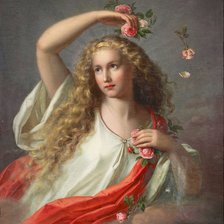 Оригинал схемы вышивки «девушка с розами» (№616686)