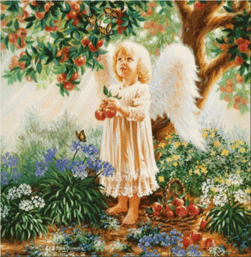 ангелочек с яблоками - ангелы, дети - предпросмотр