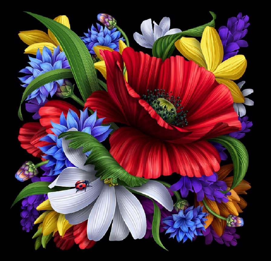 Цветы на черном - cveti - оригинал