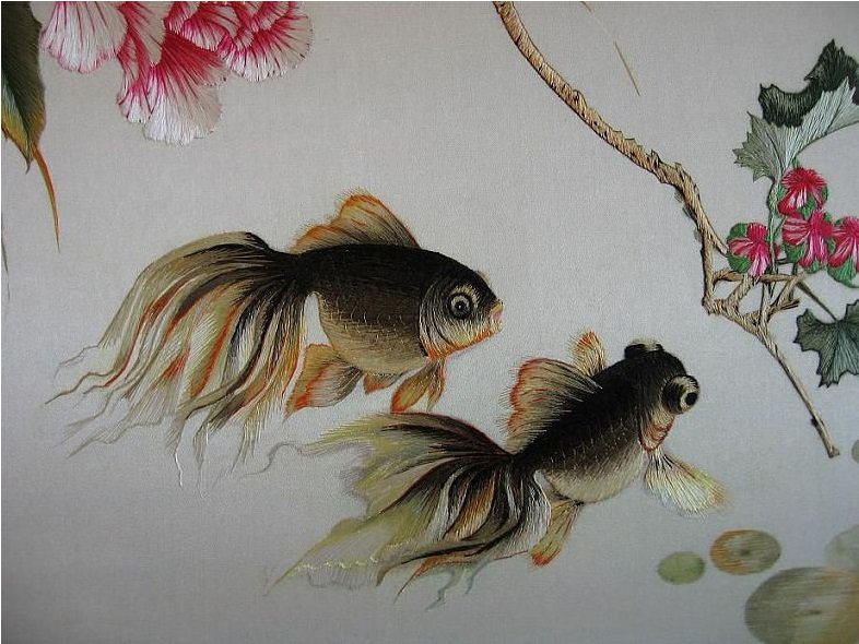 Китайская живопись, рыбки - карпы, рыбки, китайская живопись - оригинал