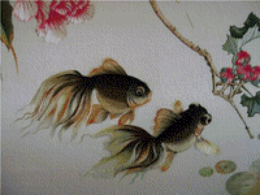 Китайская живопись, рыбки - рыбки, карпы, китайская живопись - предпросмотр