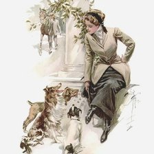 Оригинал схемы вышивки «дама с собаками» (№617606)