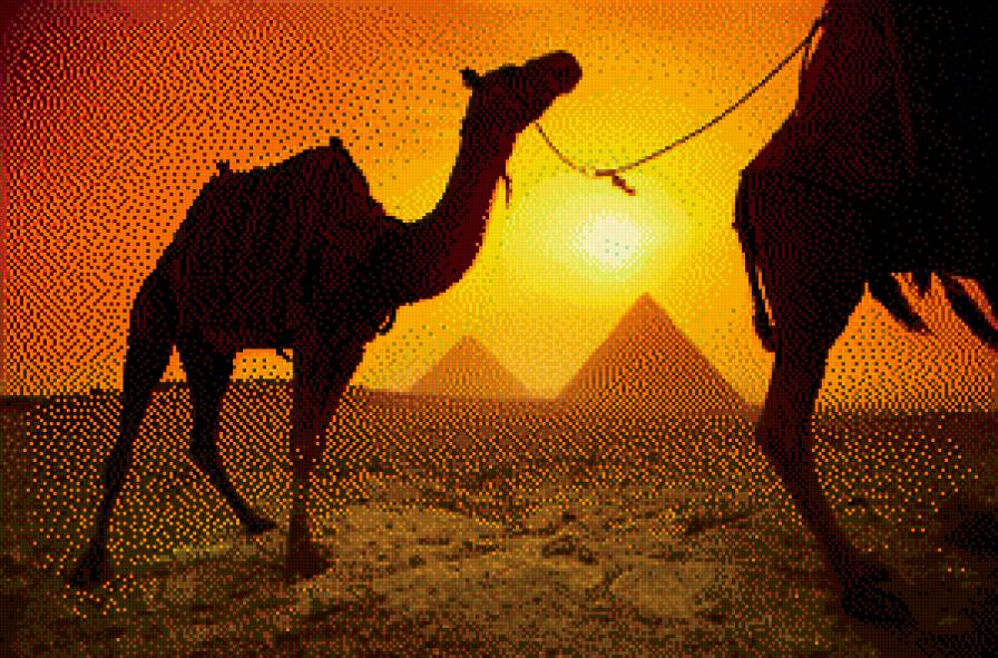 египетский закат - закат, типамиды, восток - предпросмотр