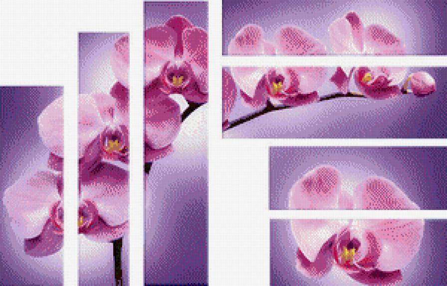 цветы - фиолетовое, полиптих, красота - предпросмотр