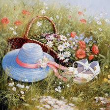 Схема вышивки «Шляпа и цветы»