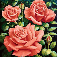 Оригинал схемы вышивки «Розы на тёмном фоне» (№618419)