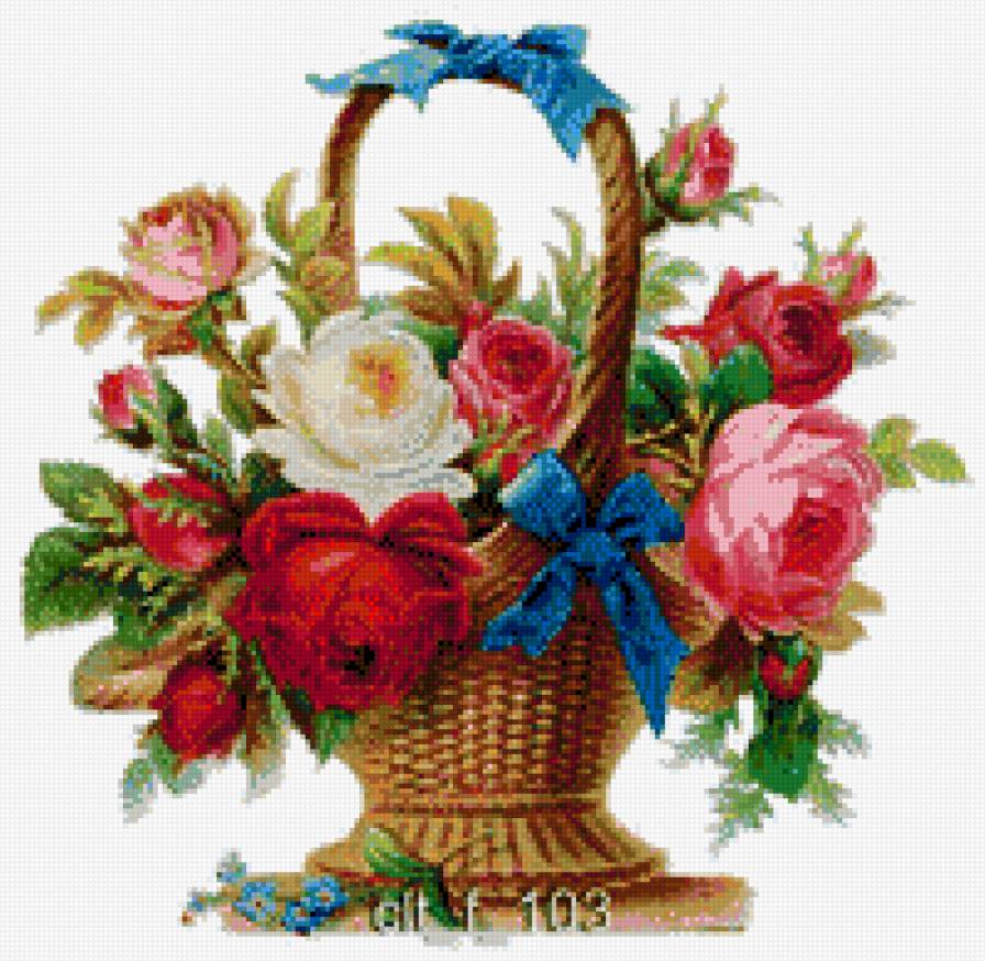 Корзина цветов - букет, корзина, цветы, цветы в корзинке - предпросмотр