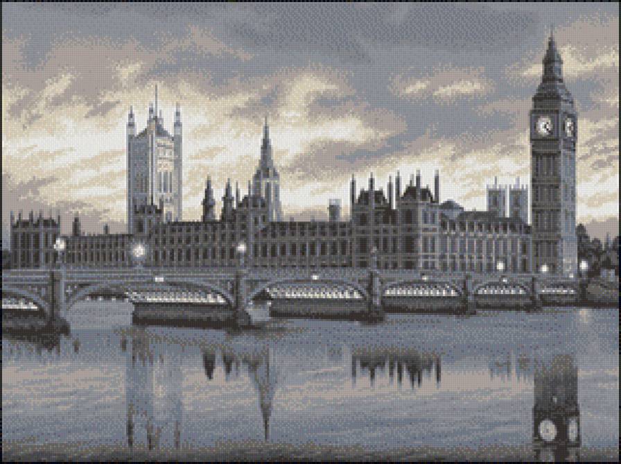 Лондон - город, закат, лондон, река, мост, вода - предпросмотр