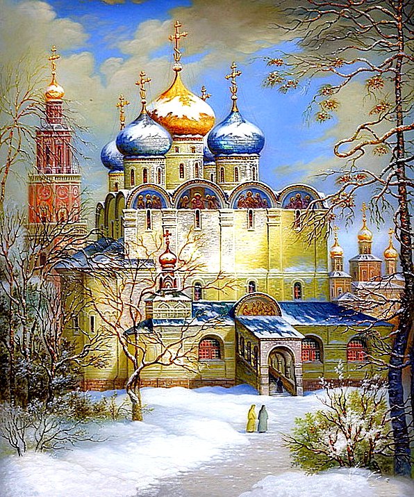 Русь святая, купола златые... - пейзаж, храм, купола, картина, церковь - оригинал