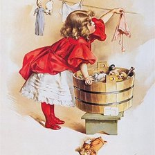 Оригинал схемы вышивки «девочка стирает» (№620618)