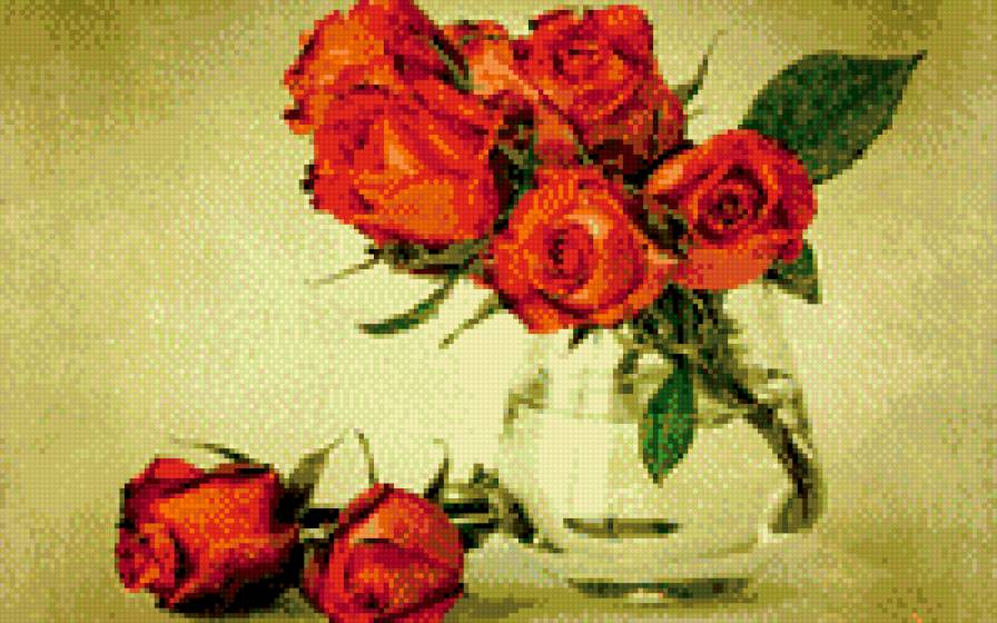 букет - ваза, цветы, букет, розы - предпросмотр