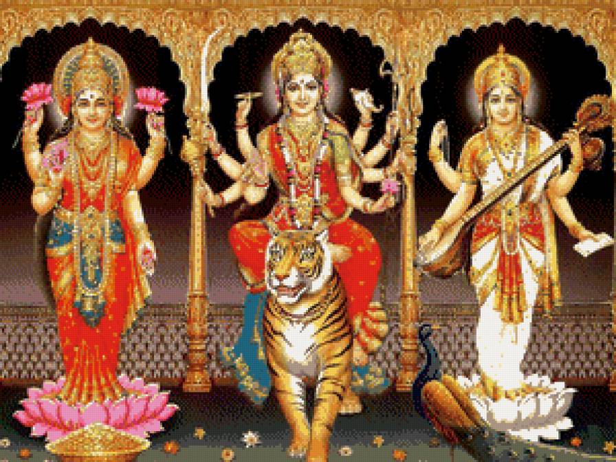 Лакшми Дурга Сарасвати - индия богиня - предпросмотр