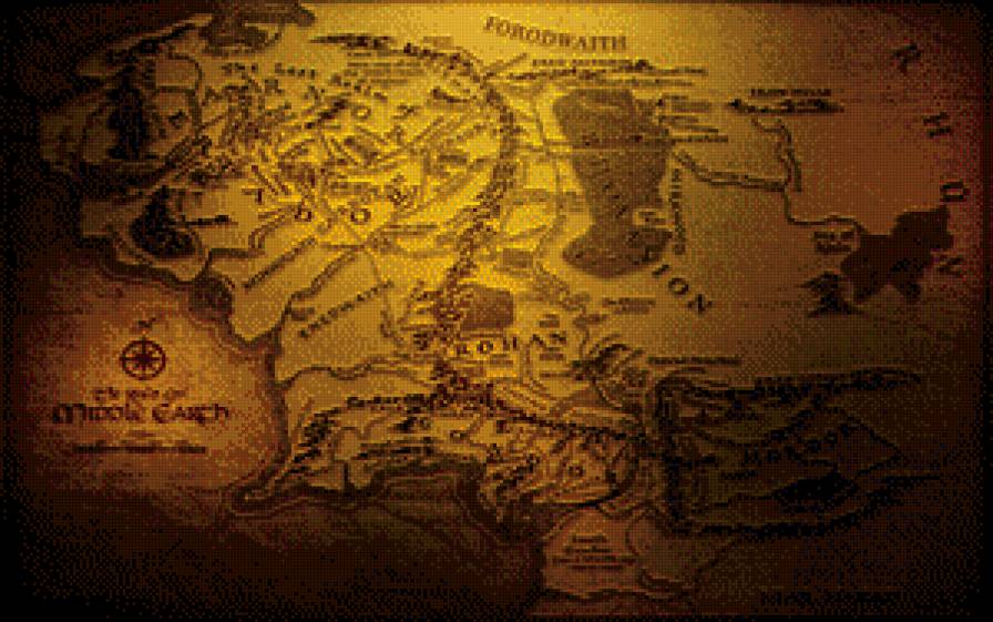 Карта Средиземья - средиземье, фэнтази, страны, карта - предпросмотр