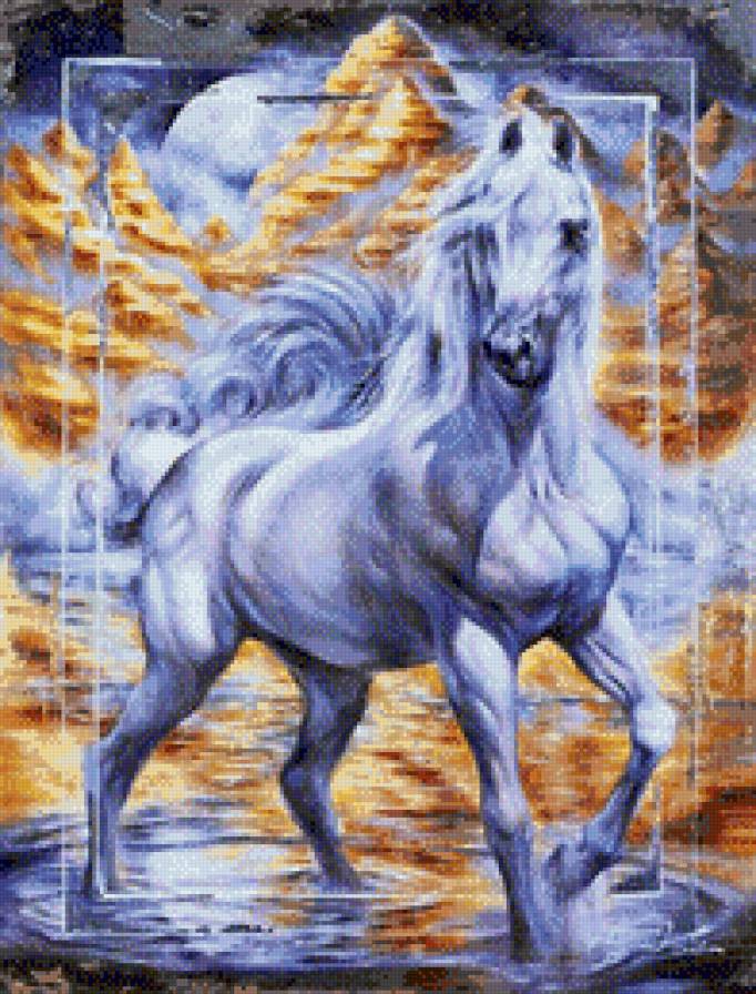 белый конь - лошади, животные - предпросмотр