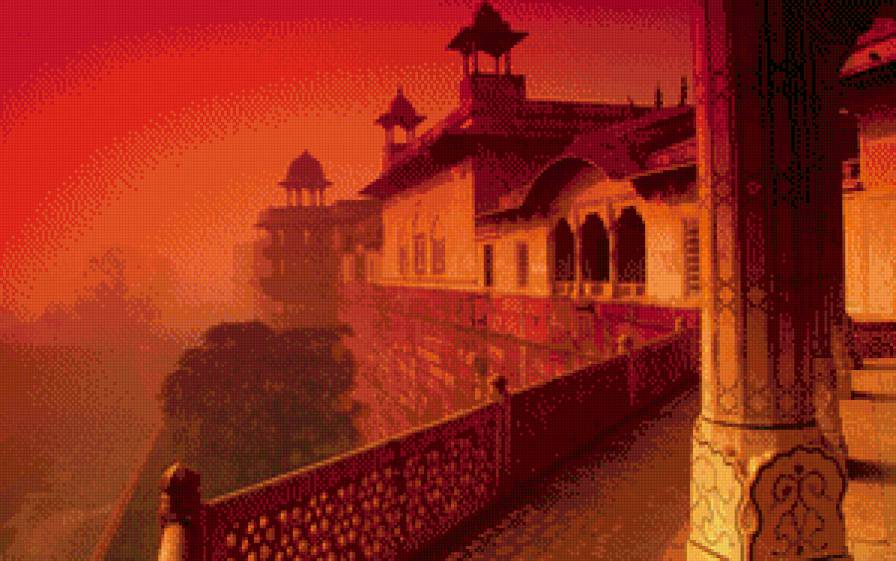 Старинный город - Закат - картина, архитектура, природа, восток, индия - предпросмотр