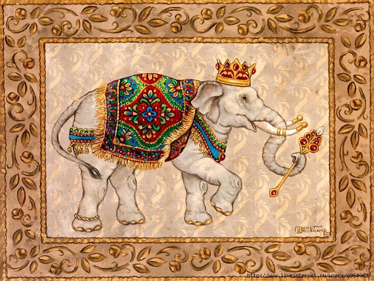 слоник - картина, животные, красота, ковер, слон, индия, восток - оригинал