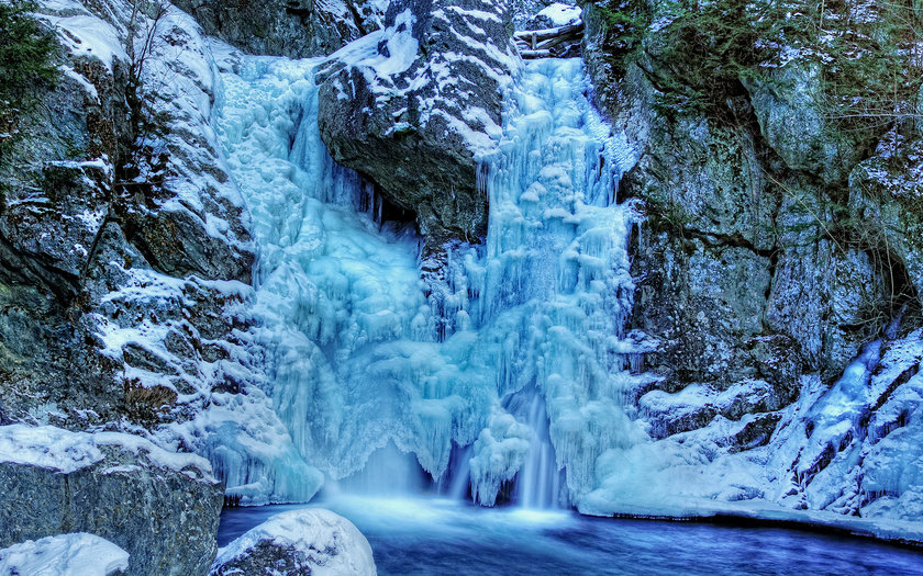 водопад - зима, лед, скалы, водопад, природа - оригинал
