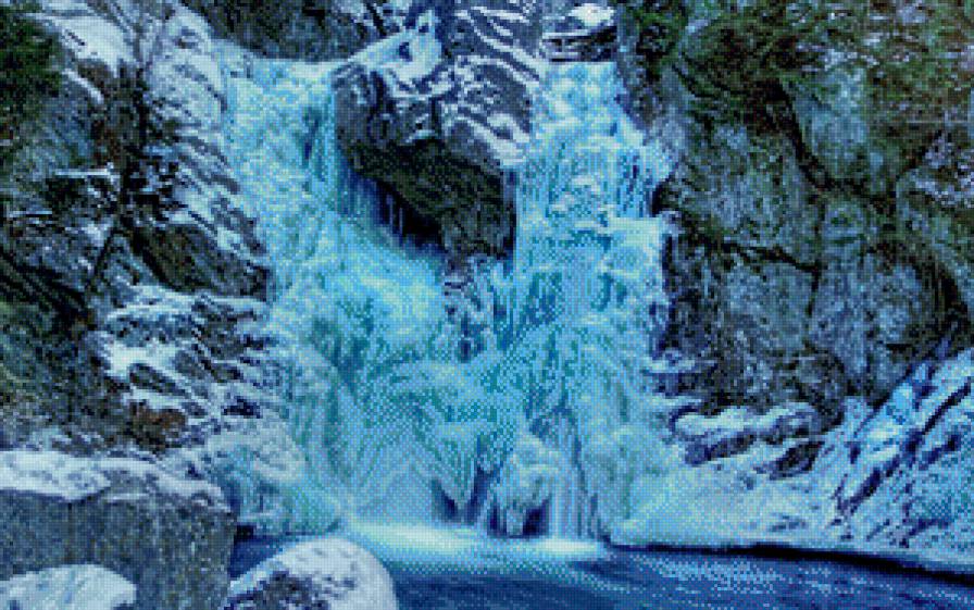 водопад - водопад, природа, зима, скалы, лед - предпросмотр