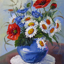 Схема вышивки «Цветы в голубой вазе»