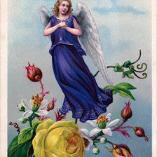 Оригинал схемы вышивки «Ангел над цветами» (№626590)