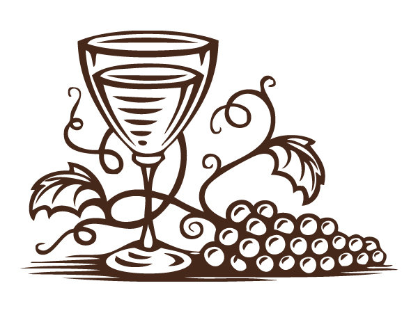 Вино и виноград - монохром, на кухню, вино, виноград, натюрморт, бокал - оригинал