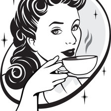Оригинал схемы вышивки «Девушка с кофе» (№626682)