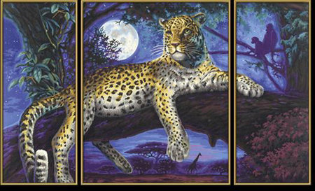 триптих леопард - животные - оригинал